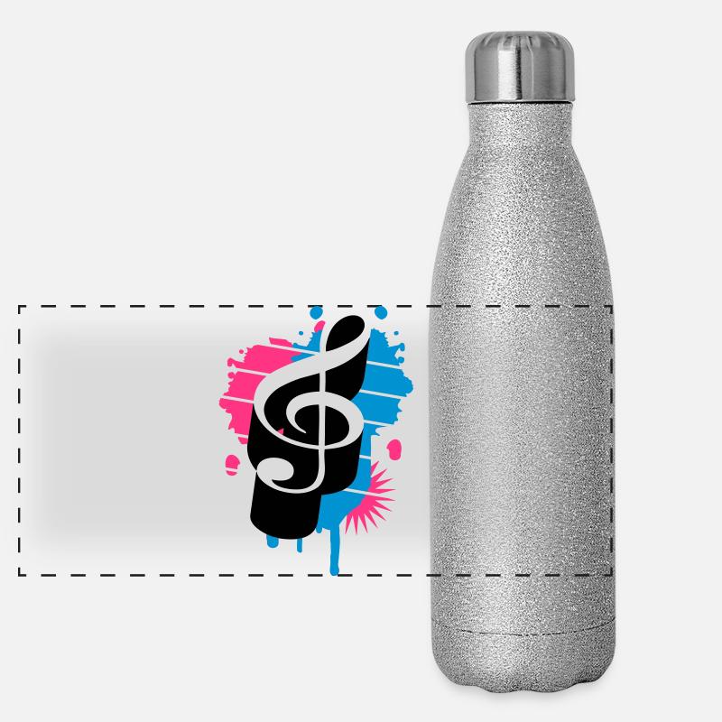Notenschlüssel als Graffiti Panorama Glitzer Isolierflasche 500 ml