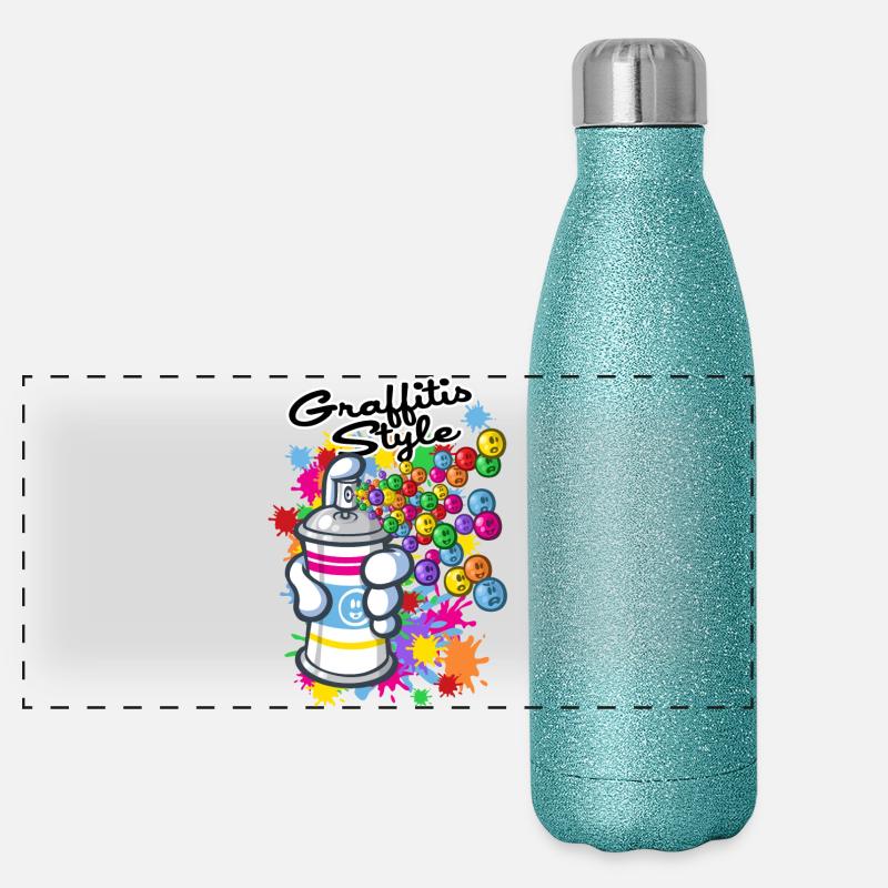 Graffiti cartoon style Panoramic Glitter Thermal Bottle 500 ml