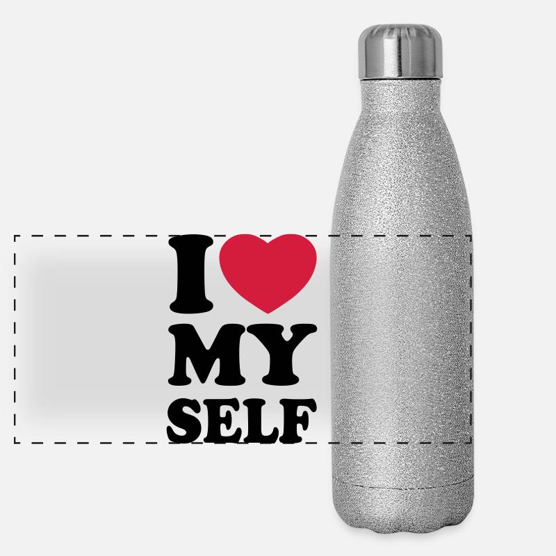 I love my self - Panoramic Glitter Thermal Bottle 500 ml - silver glitter