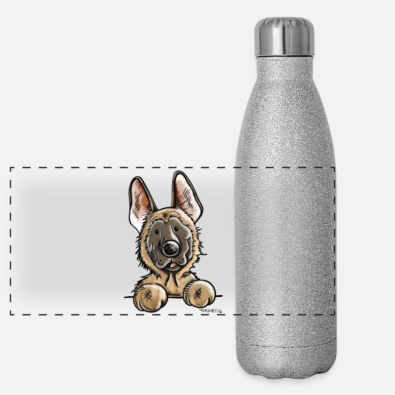 Happy Malinois Dog - Dogs Panoramic Glitter Thermal Bottle 500 ml