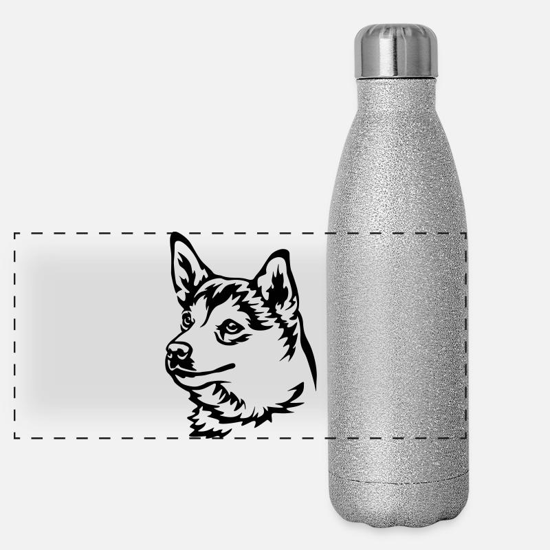 Tête norvégienne de Lundehund Gourde isotherme panoramique pailletée 500 ml