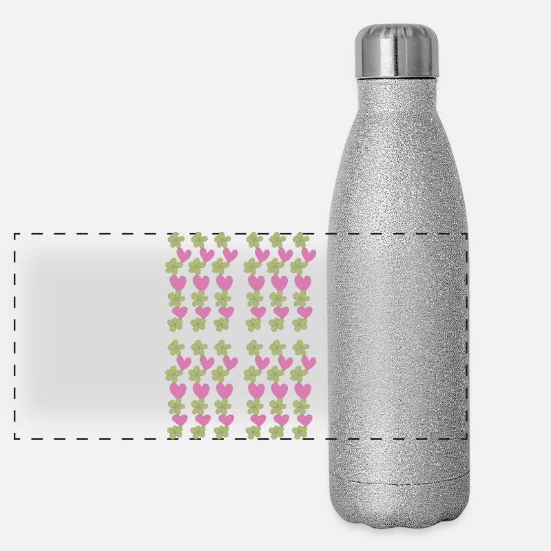 herzen blumen muster Panorama Glitzer Isolierflasche 500 ml