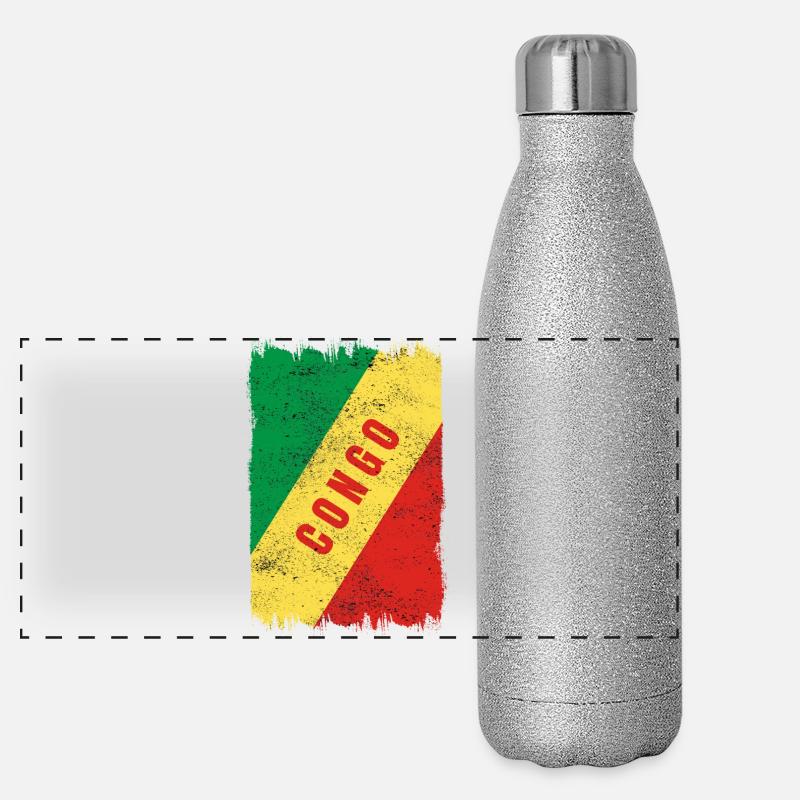 Congo flag Panoramic Glitter Thermal Bottle 500 ml