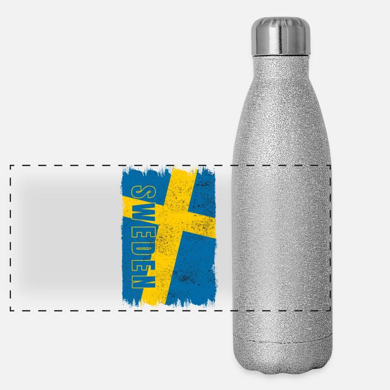 Drapeau de la Suède Gourde isotherme panoramique pailletée 500 ml