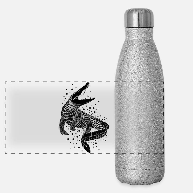 Silhouette de Crocodile Gourde isotherme panoramique pailletée 500 ml