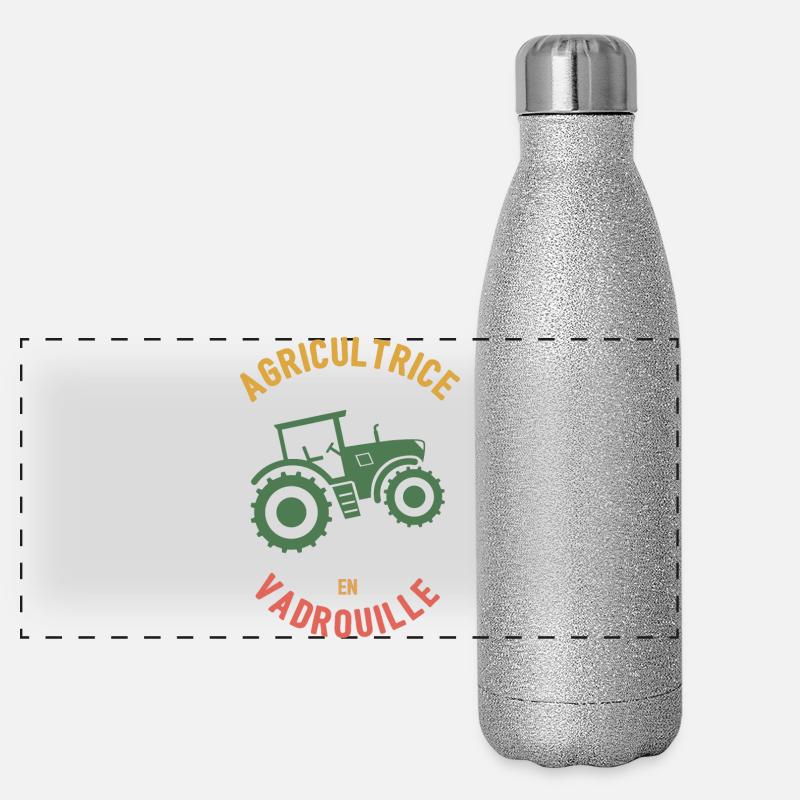 Farmer in Mop - Panoramic Glitter Thermal Bottle 500 ml - silver glitter