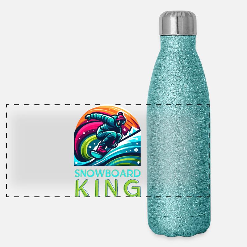 Vivid Snowboarding KIng Warrior Illustration Panoramic Glitter Thermal Bottle 500 ml