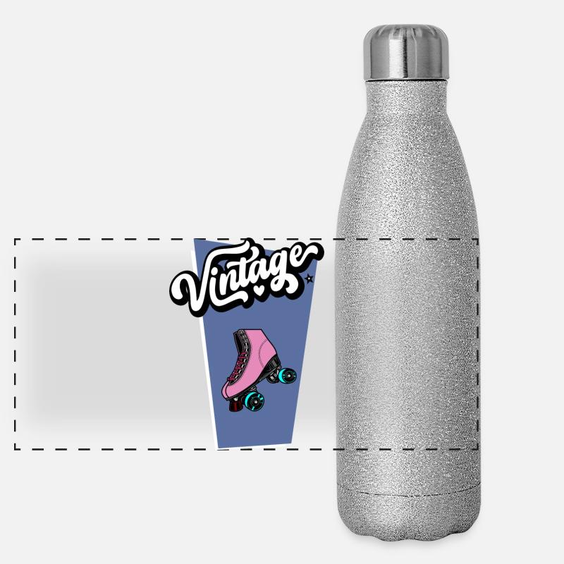 Vintage roller skate Panoramic Glitter Thermal Bottle 500 ml