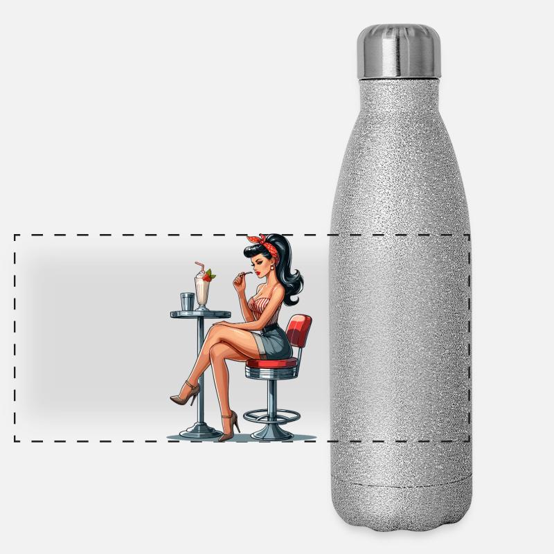 Milkshake Rockabilly Pin Up Cadeau Gourde isotherme panoramique pailletée 500 ml