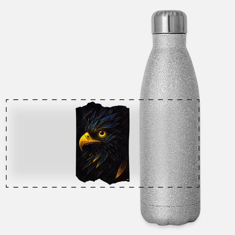 Leuchtender Adlerkopf im Dunkel - Panorama Glitzer Isolierflasche 500 ml - Silber Glitzer