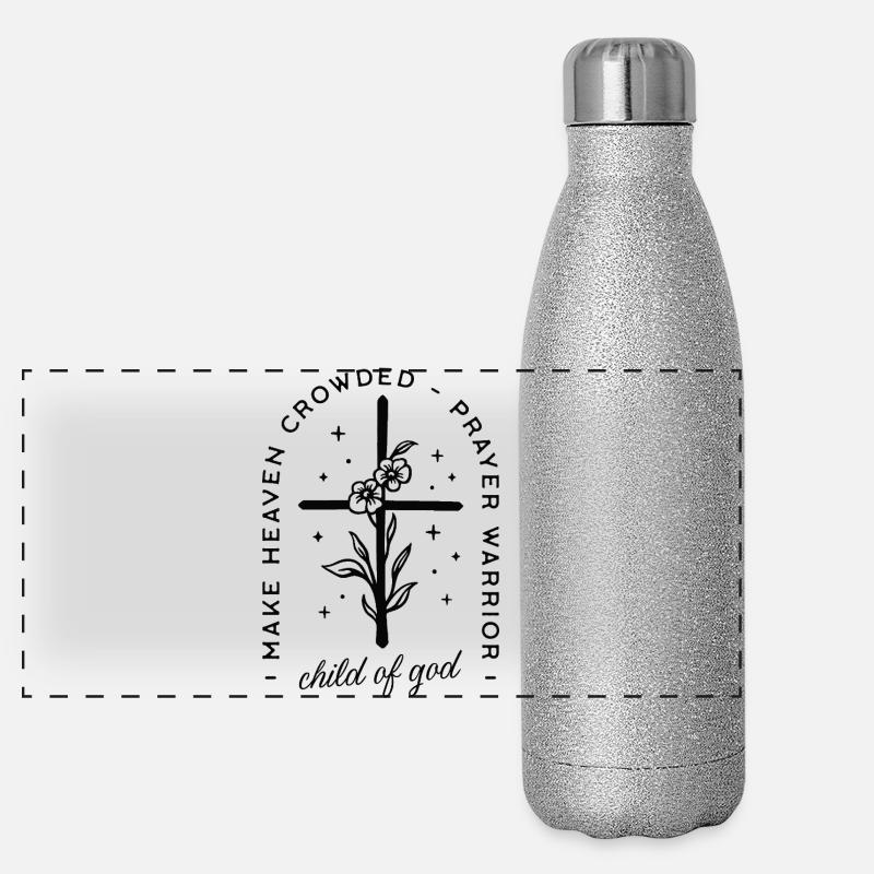Christliches Mädchen Kind von Gott Himmel Blumenkreuz Panorama Glitzer Isolierflasche 500 ml