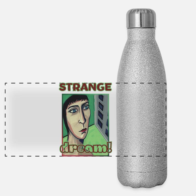 Psychedelisches Porträt mit inspirierendem Text Panorama Glitzer Isolierflasche 500 ml