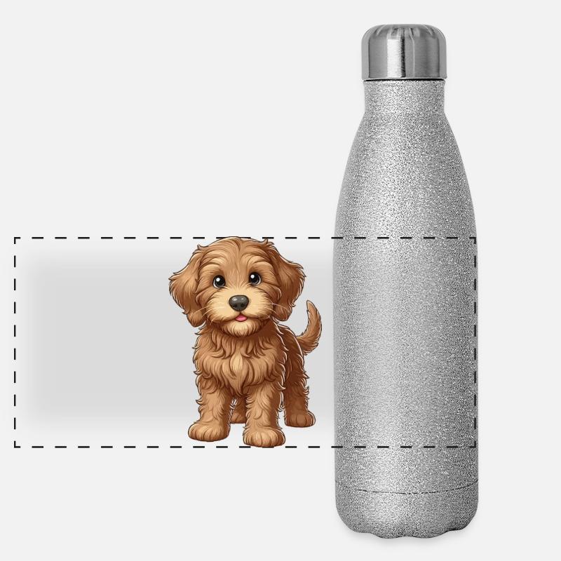 Labradoodle Puppy sweet Panoramic Glitter Thermal Bottle 500 ml