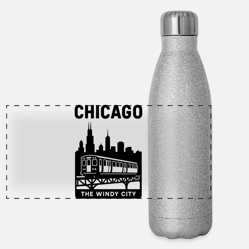 Chicago, États-Unis, Illinois Gourde isotherme panoramique pailletée 500 ml