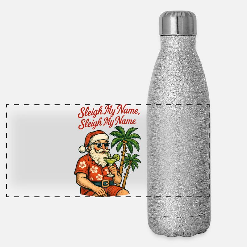 Frohe Weihnachten - Der Weihnachtsmann Panorama Glitzer Isolierflasche 500 ml