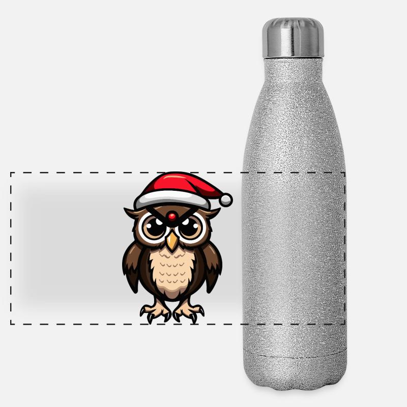 Eule Weihnachten Panorama Glitzer Isolierflasche 500 ml