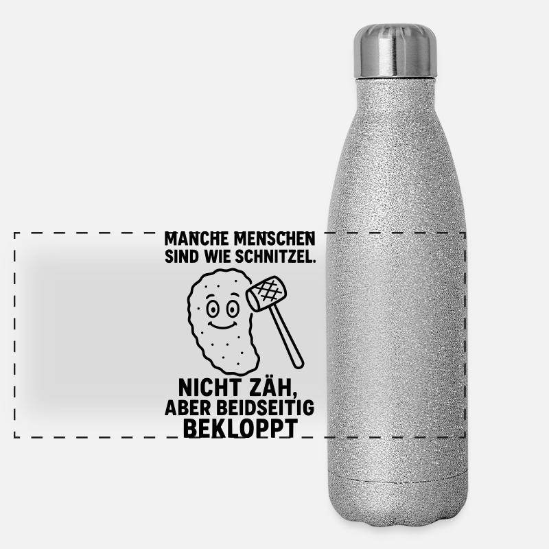 bekloppte menschen schnitzel Panorama Glitzer Isolierflasche 500 ml