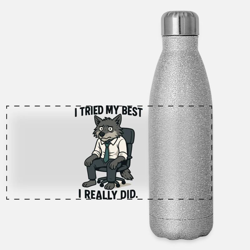 Loup de bureau avec cravate Gourde isotherme panoramique pailletée 500 ml