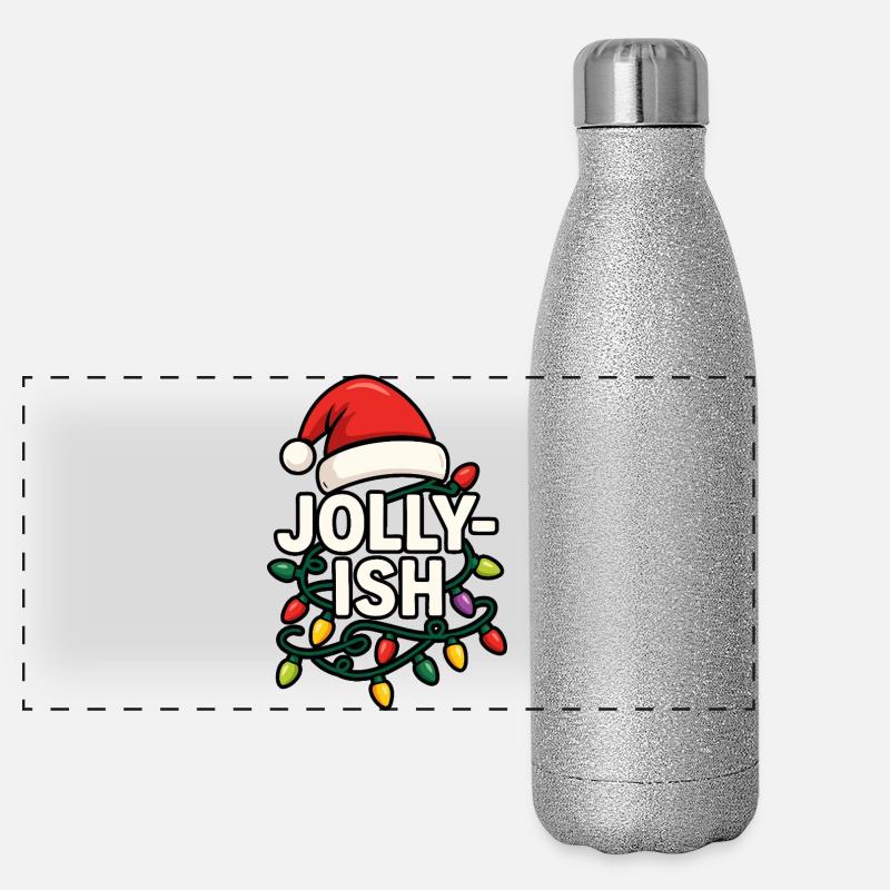 Fröhlicher Weihnachtsmann, lustiger Weihnachtssark Panorama Glitzer Isolierflasche 500 ml
