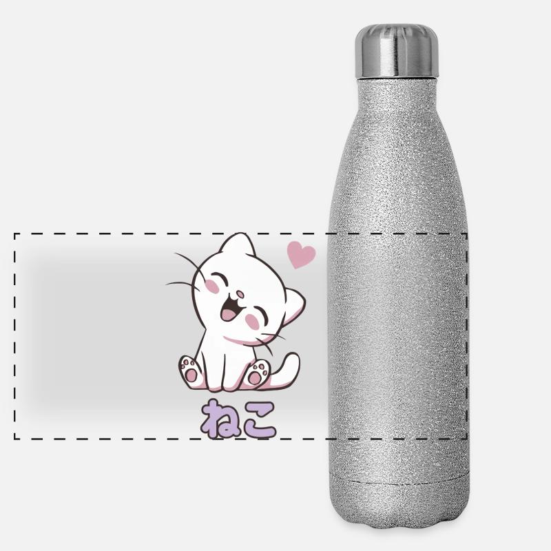 Neko Kuschelkatze Herzchen Panorama Glitzer Isolierflasche 500 ml