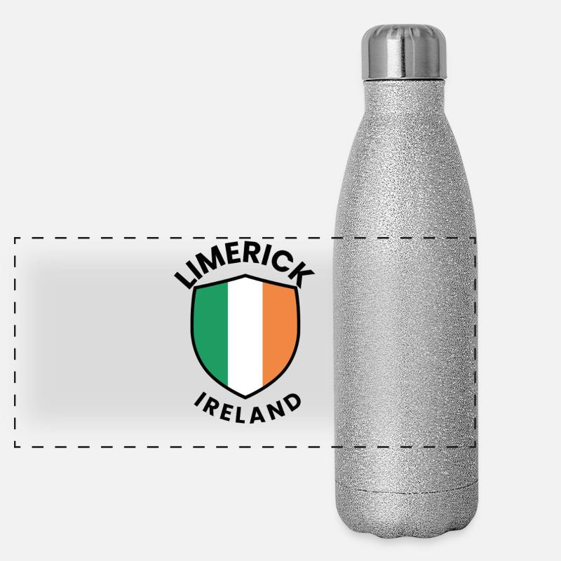 Limerick Irland Schildabzeichen Panorama Glitzer Isolierflasche 500 ml