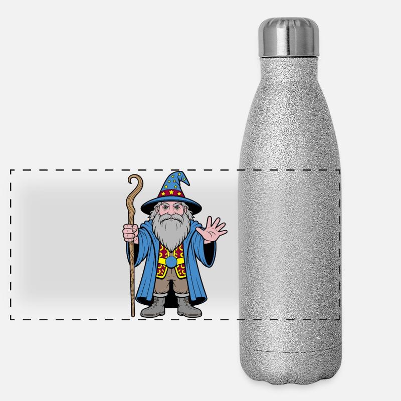 Magicien Cosmique au Chapeau étoilé Gourde isotherme panoramique pailletée 500 ml