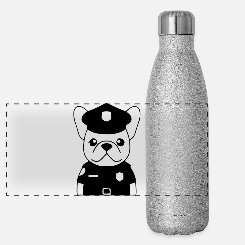Policier Français Chien Noir Gourde isotherme panoramique pailletée 500 ml