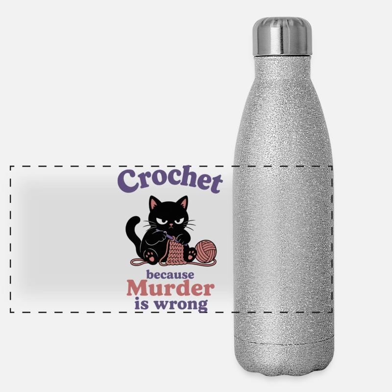Crochet Because Murder Is Wrong Panorama Glitzer Isolierflasche 500 ml