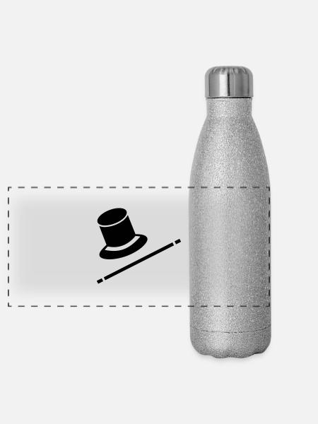 magicien - Gourde isotherme panoramique pailletée 500 ml - paillettes argentées - Devant