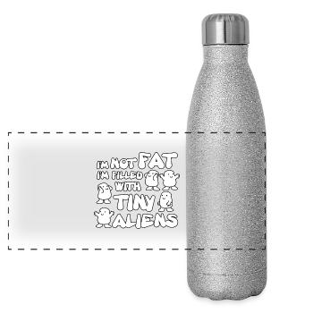 I'm not fat I'm filled with tiny aliens - Gourde isotherme panoramique pailletée 500 ml - paillettes argentées - Devant