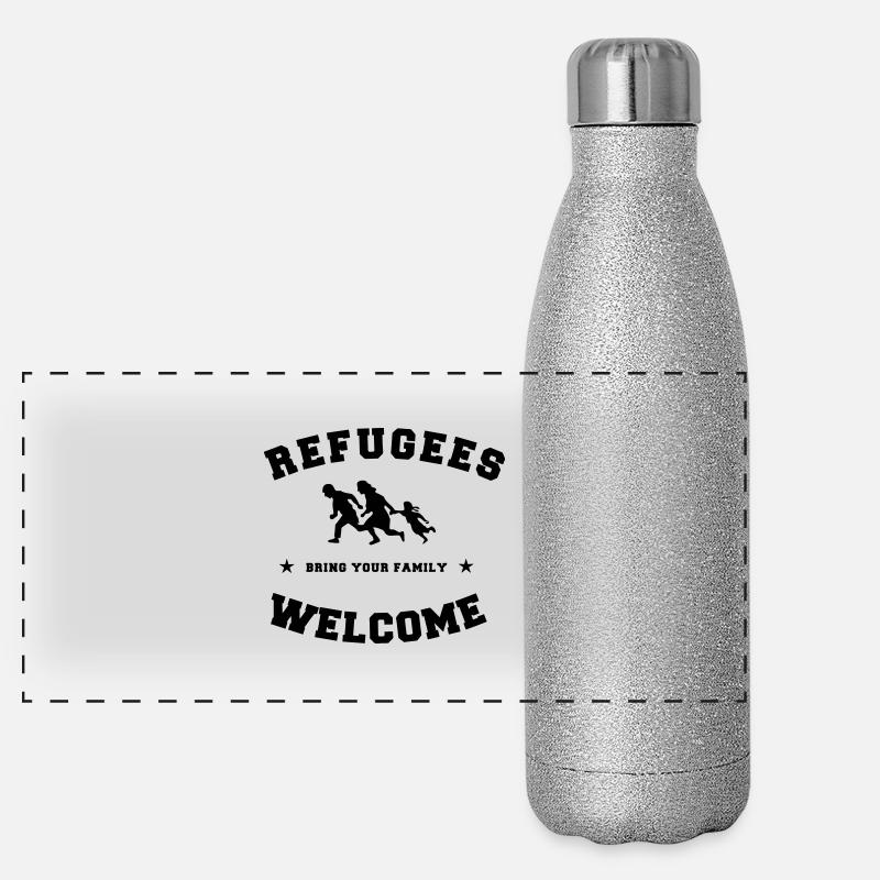 refugees welcome Panorama Glitzer Isolierflasche 500 ml