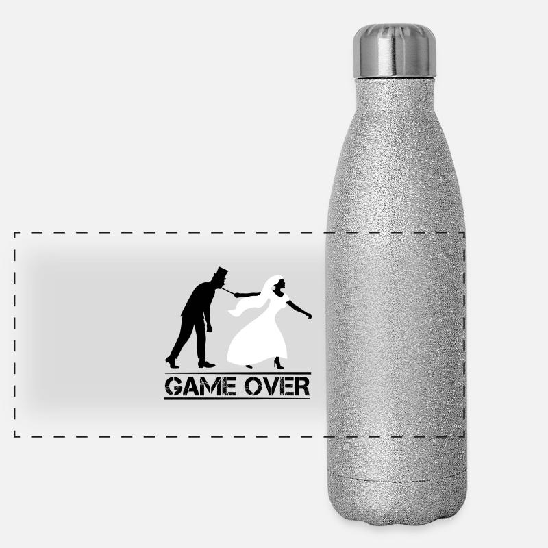 JGA Game Over Junggesellen Abschied Hochzeit Party Panorama Glitzer Isolierflasche 500 ml