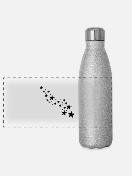 sterne - Panorama Glitzer Isolierflasche 500 ml - Silber Glitzer - Vorne