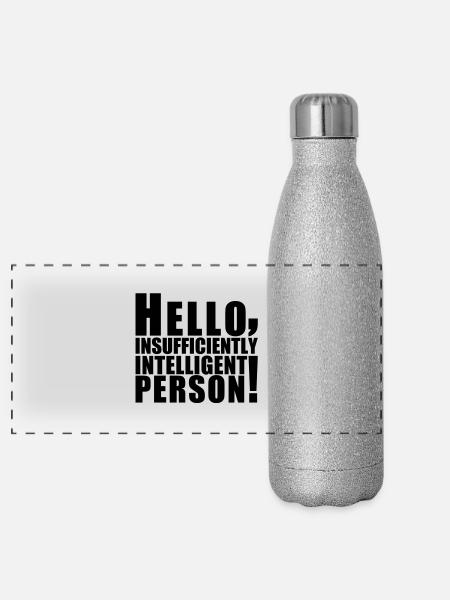 hello_person - Panorama Glitzer Isolierflasche 500 ml - Silber Glitzer - Vorne