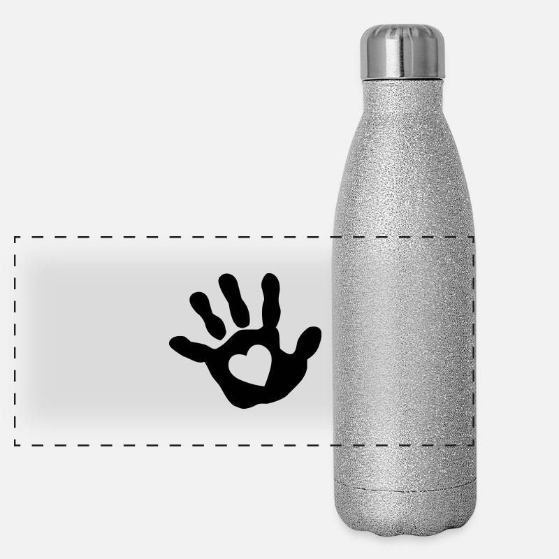 baby - hand - handprint - heart Panorama Glitzer Isolierflasche 500 ml