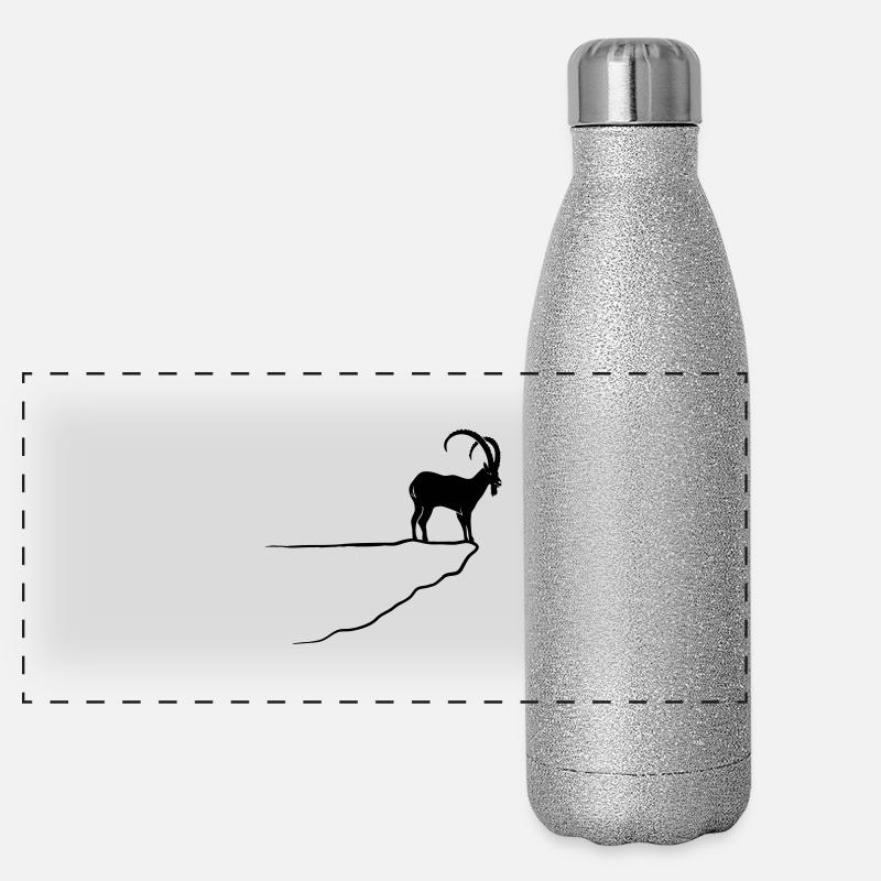 steinbock berge alpen allgäu bayern tirol alpstyle Panorama Glitzer Isolierflasche 500 ml