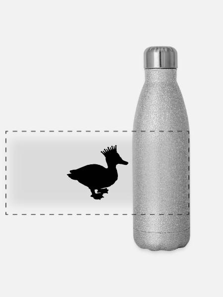 princess_duck_gp1 - Panoramic Glitter Thermal Bottle 500 ml - silver glitter - Front
