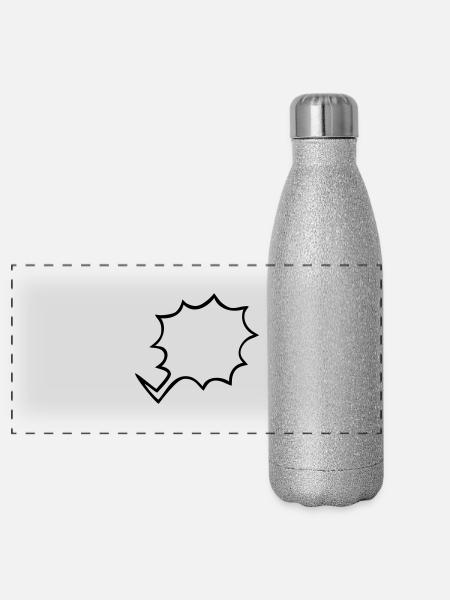 speech bubble - Panoramic Glitter Thermal Bottle 500 ml - silver glitter - Front
