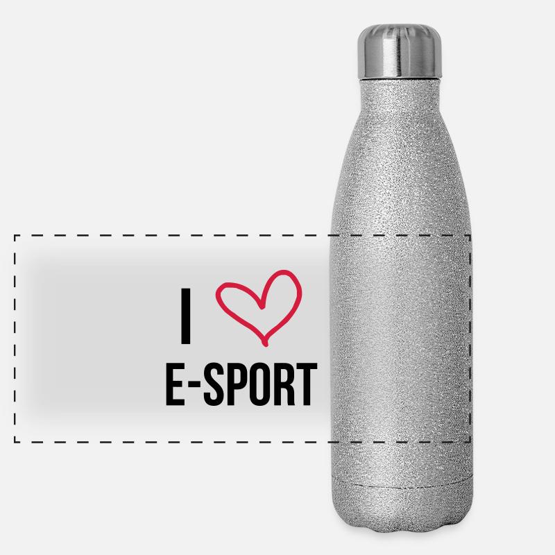 I Love E-Sport ! Panorama Glitzer Isolierflasche 500 ml