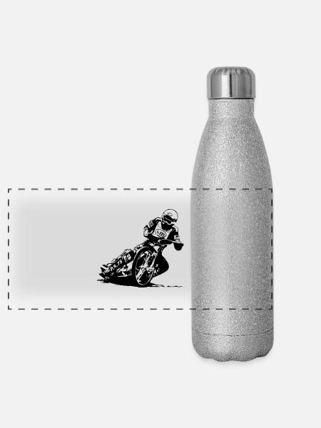 Speedway Driver - Panorama Glitzer Isolierflasche 500 ml - Silber Glitzer - Vorne