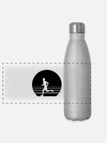Runner Sundown - Panoramic Glitter Thermal Bottle 500 ml - silver glitter - Front