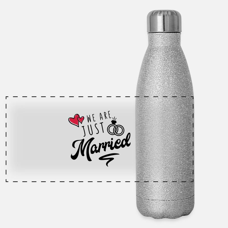 we are just married Panorama Glitzer Isolierflasche 500 ml