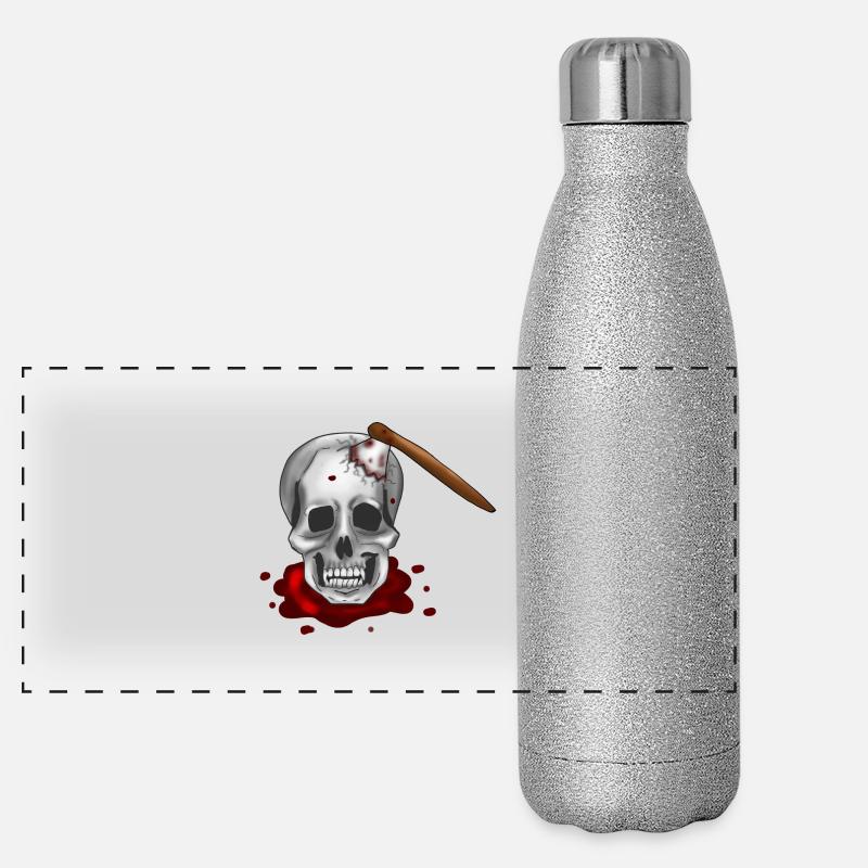 Tête de mort avec hache Gourde isotherme panoramique pailletée 500 ml