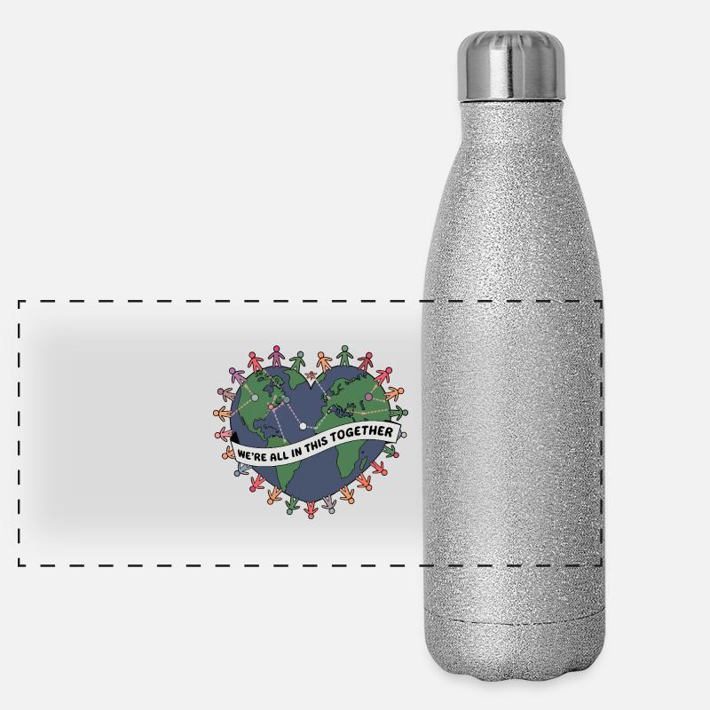 Wir sitzen alle im selben Boot - Global Unity Panorama Glitzer Isolierflasche 500 ml