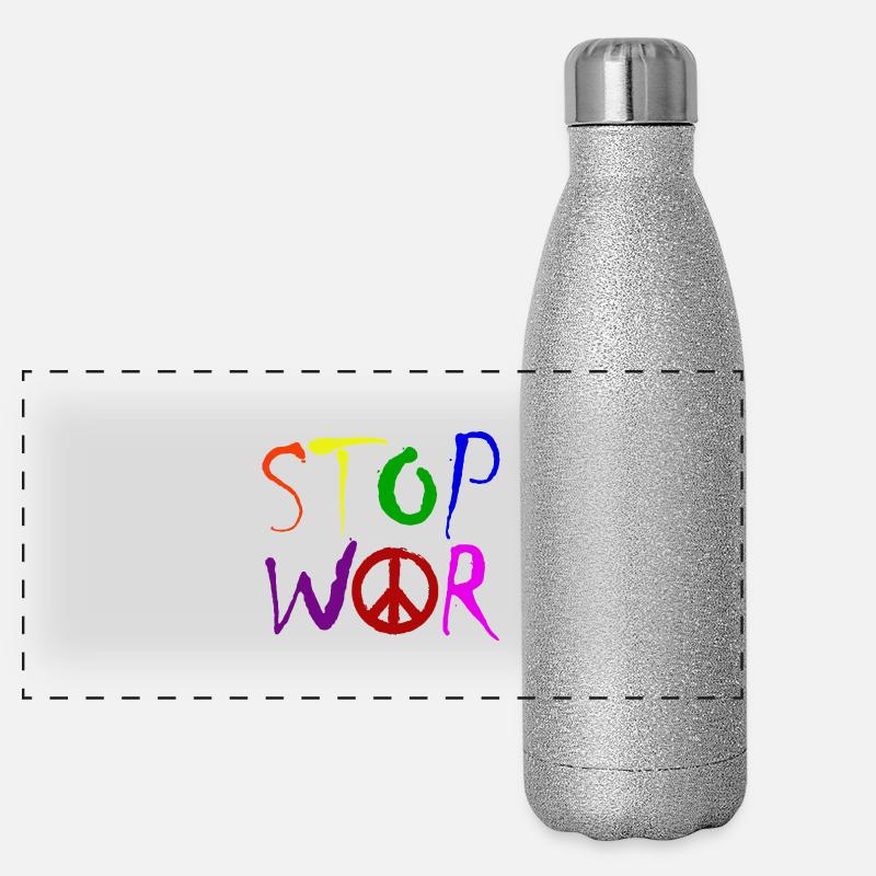 STOP WAR AVEC LE SIGNE DE PAIX Symbole de la paix – NO WAR Gourde isotherme panoramique pailletée 500 ml