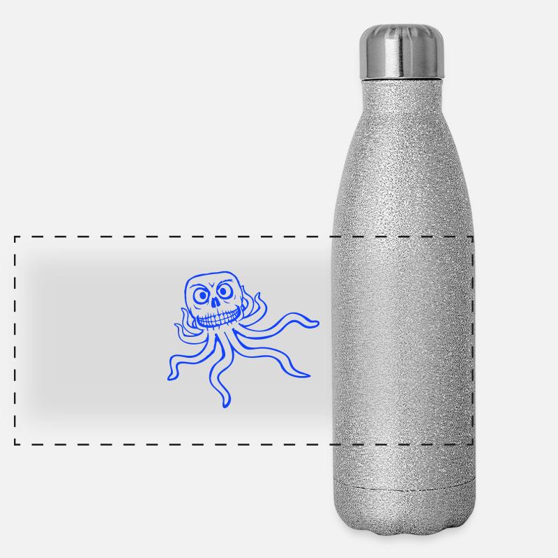 Oktopus Alien Monster Horror Außerirdischer Grinst Panorama Glitzer Isolierflasche 500 ml