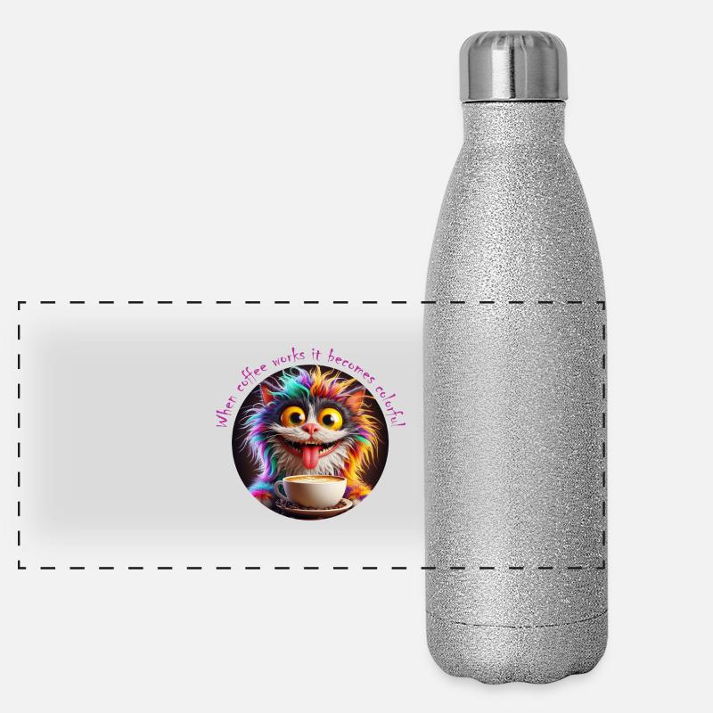 Cat Colorful Coffee Panoramic Glitter Thermal Bottle 500 ml