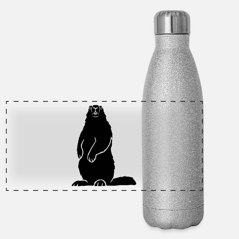 Murmeltier Alpen Alps Berge Groundhog Erdhörnchen Panorama Glitzer Isolierflasche 500 ml