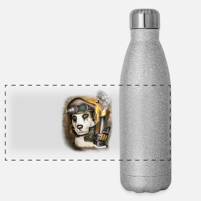 Steampunk Dog # 3 Panoramic Glitter Thermal Bottle 500 ml