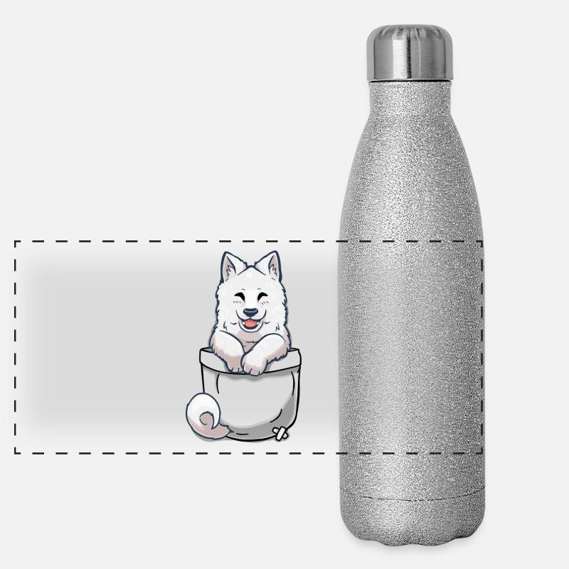 Pocket Samoyed Puppy Panoramic Glitter Thermal Bottle 500 ml